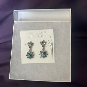 Turquoise & Marcasite Pierced Earrings